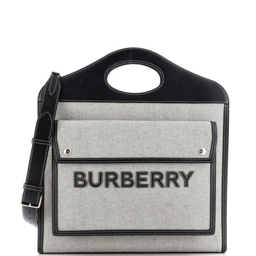 Burberry Logo Pocket Tote Canvas With