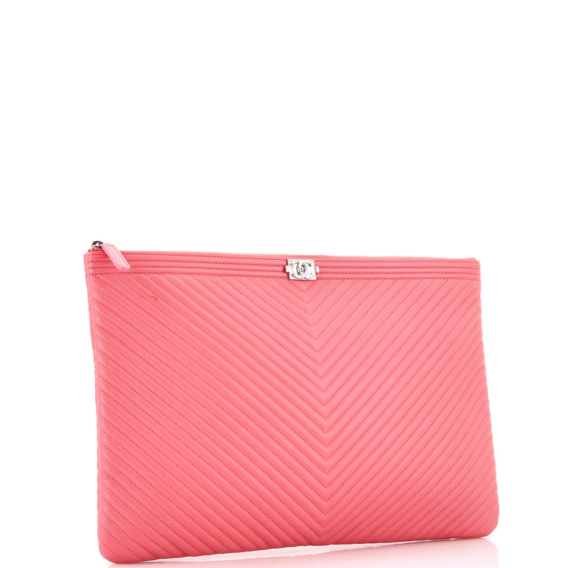 Chanel Boy O Case Clutch Chevron