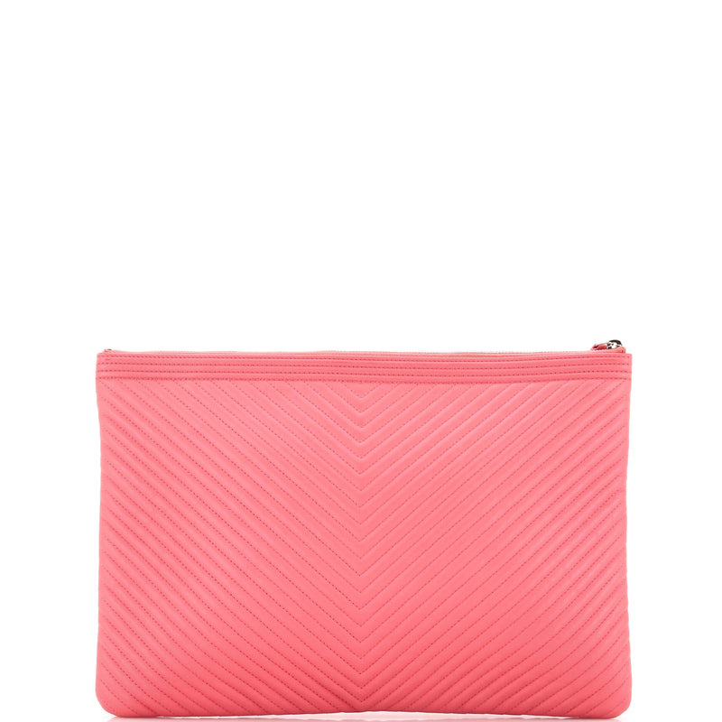 Chanel Boy O Case Clutch Chevron