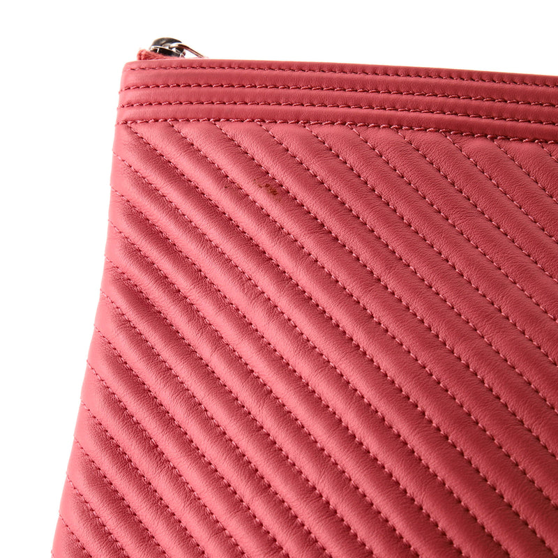 Chanel Boy O Case Clutch Chevron