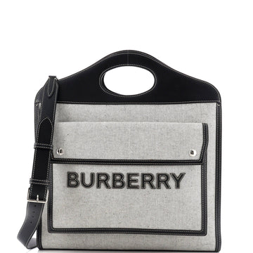 Burberry Logo Pocket Tote Canvas With