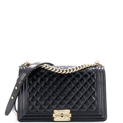 Chanel Boy Flap Bag Quilted Patent New