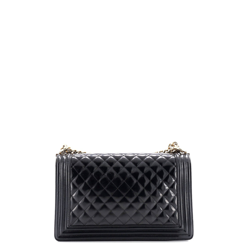 Chanel Boy Flap Bag Quilted Patent New