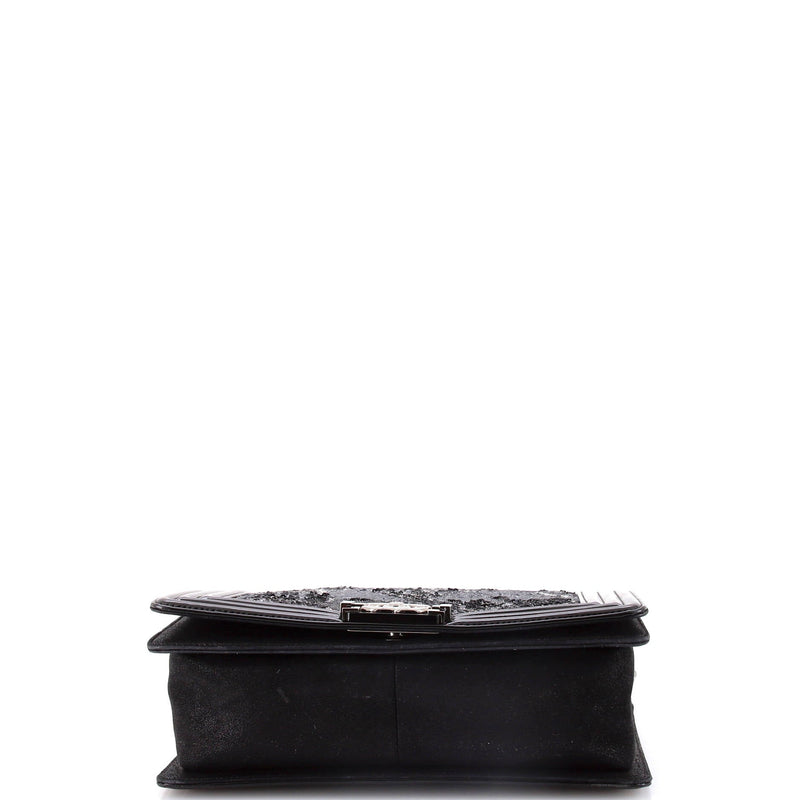 Chanel Boy Flap Bag Sequin With Patent