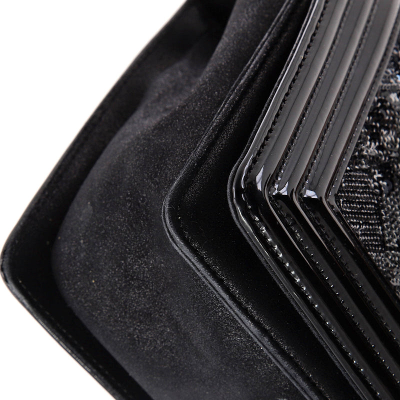 Chanel Boy Flap Bag Sequin With Patent