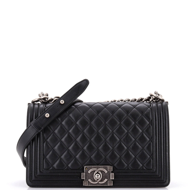 Chanel Boy Flap Bag Quilted Lambskin Old