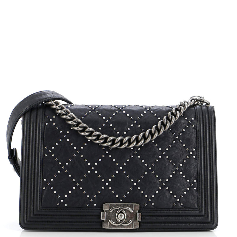 Chanel Boy Flap Bag Studded Quilted