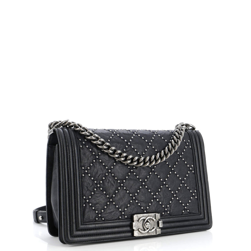 Chanel Boy Flap Bag Studded Quilted