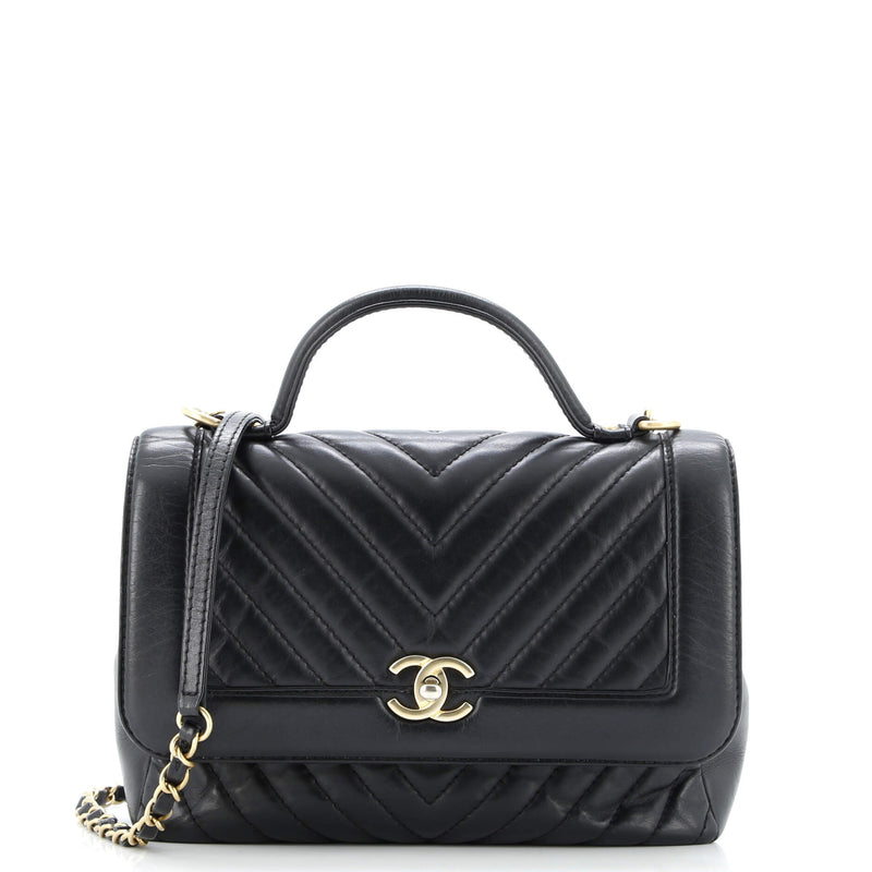 Chanel Top Handle Flap Bag Chevron
