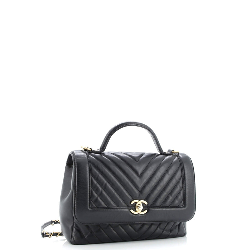 Chanel Top Handle Flap Bag Chevron