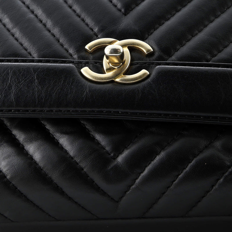 Chanel Top Handle Flap Bag Chevron