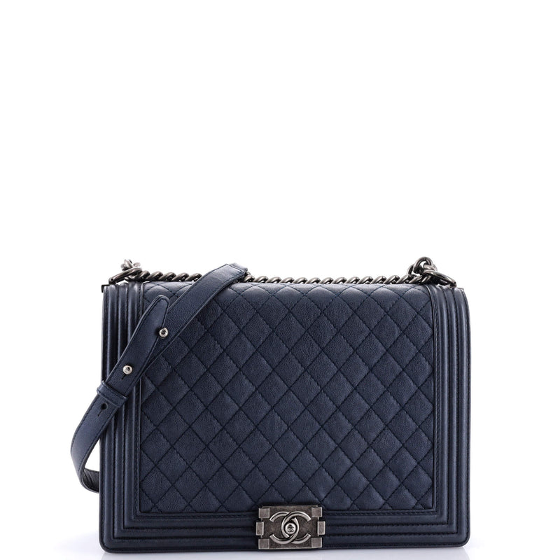 Chanel Boy Flap Bag Quilted Metallic