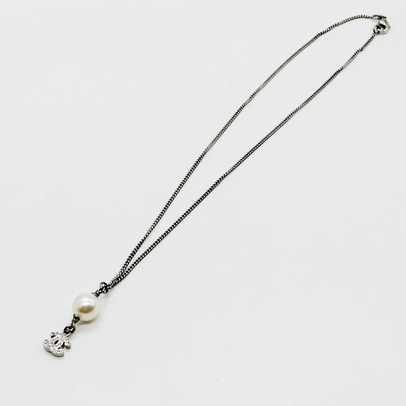 Chanel Pendant Necklace Silver Whites 7