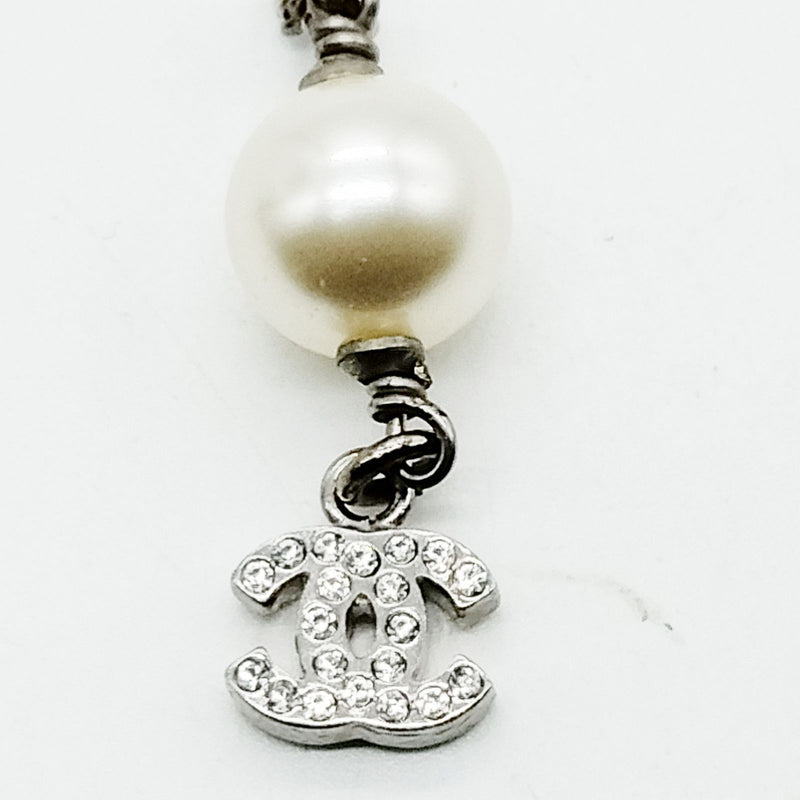 Chanel Pendant Necklace Silver Whites 7