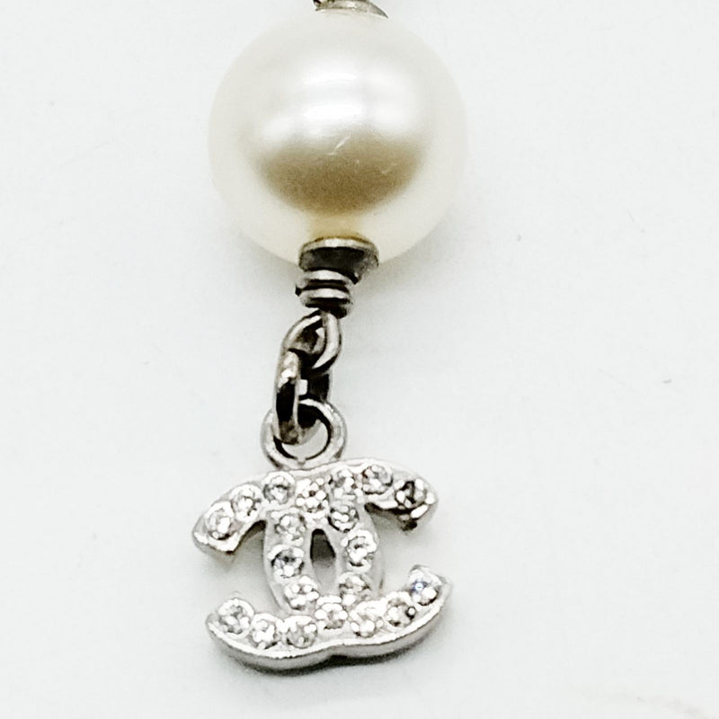 Chanel Pendant Necklace Silver Whites 7