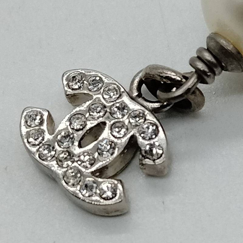 Chanel Pendant Necklace Silver Whites 7
