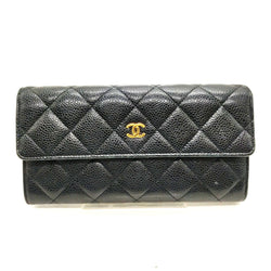 Chanel Long Wallet Black Caviarskin