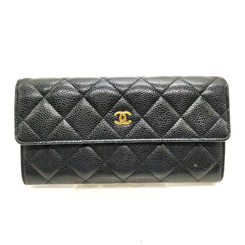 Chanel Long Wallet Black Caviarskin