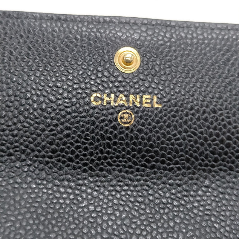 Chanel Long Wallet Black Caviarskin