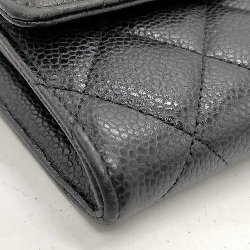 Chanel Long Wallet Black Caviarskin