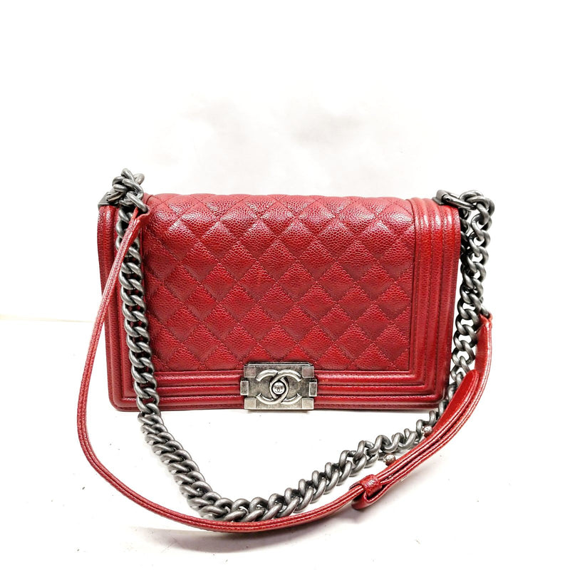 Chanel Shoulder Bag Red Caviarskin