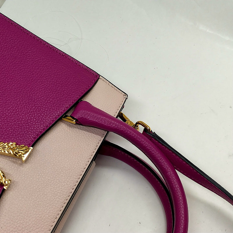 Versace Hand Bag Purple Leather