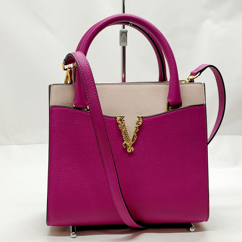 Versace Hand Bag Purple Leather