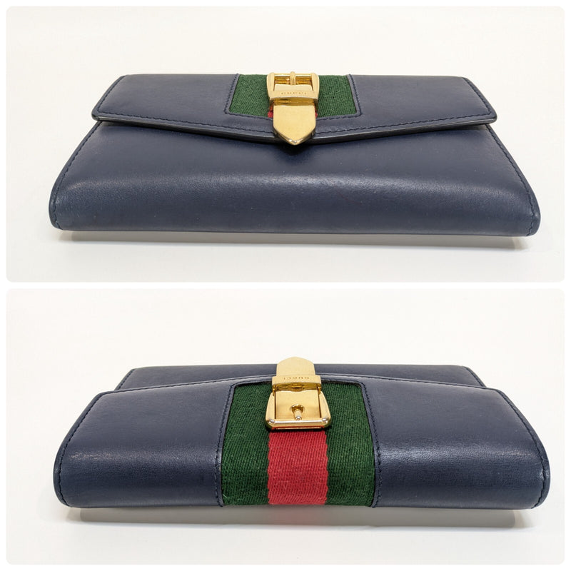 Gucci Sylvie Wallet Leather Sherry Navy