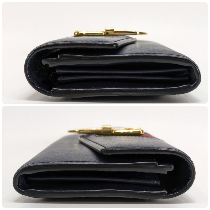 Gucci Sylvie Wallet Leather Sherry Navy