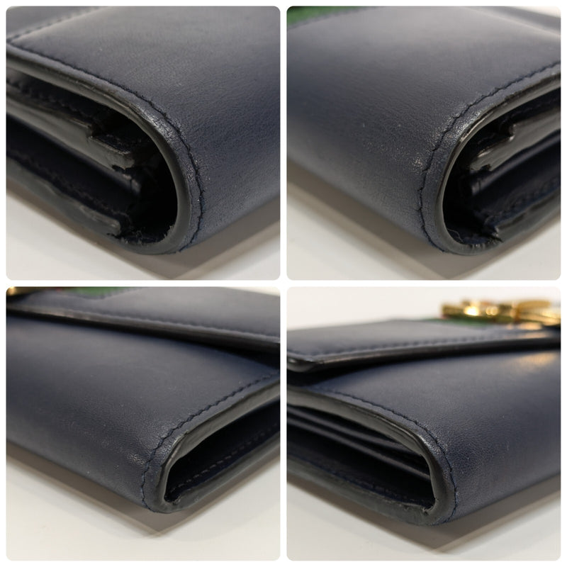 Gucci Sylvie Wallet Leather Sherry Navy