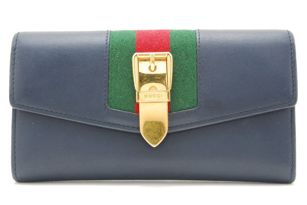 Gucci Sylvie Wallet Leather Sherry Navy