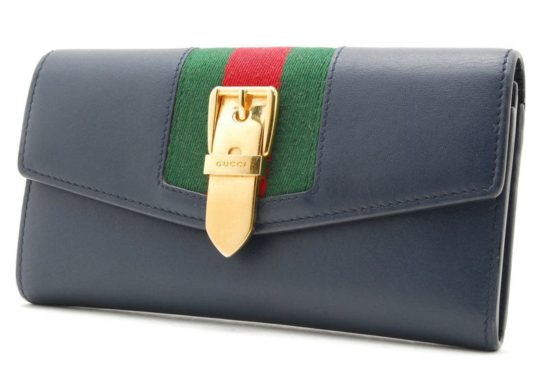 Gucci Sylvie Wallet Leather Sherry Navy