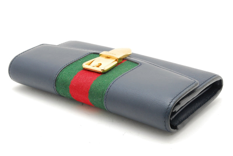 Gucci Sylvie Wallet Leather Sherry Navy