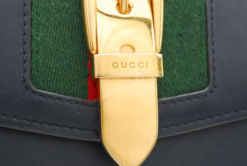 Gucci Sylvie Wallet Leather Sherry Navy