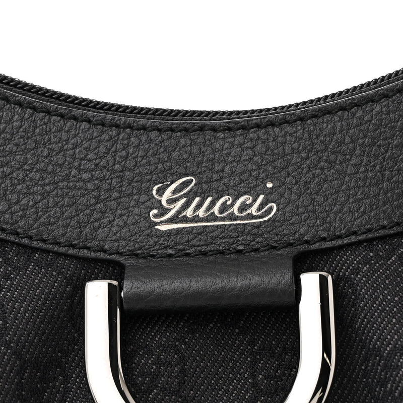 Gucci Medium D Gold Ring Hobo Black