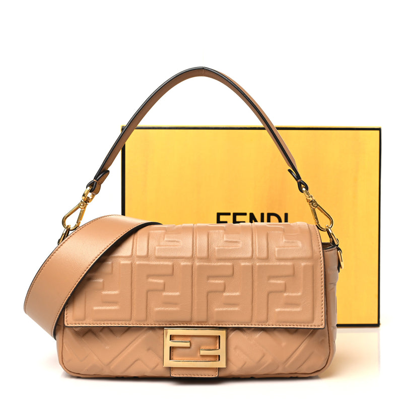 Fendi Nappa Ff Embossed Baguette Miele