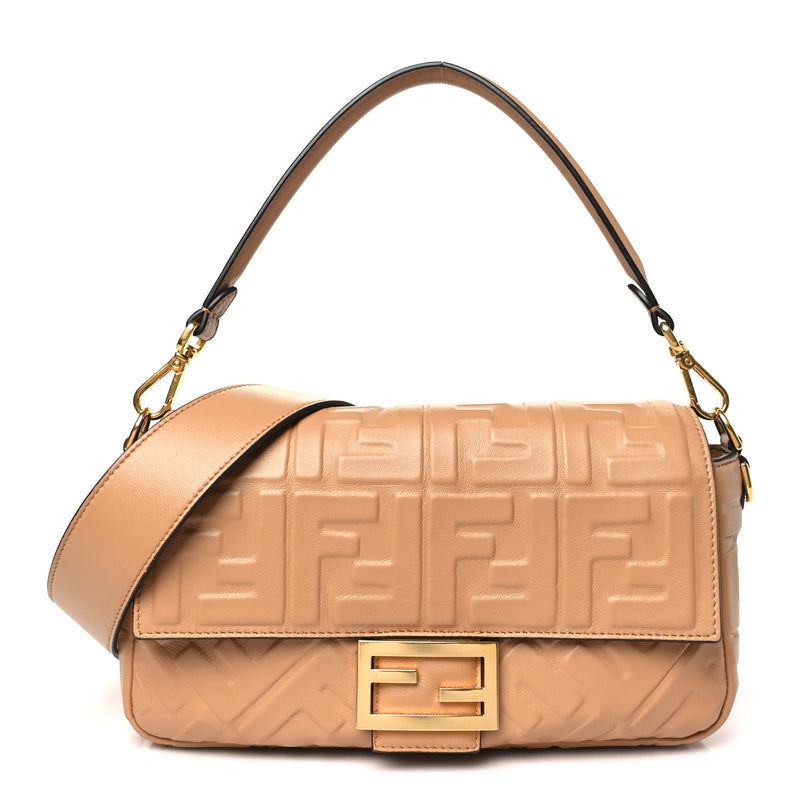Fendi Nappa Ff Embossed Baguette Miele