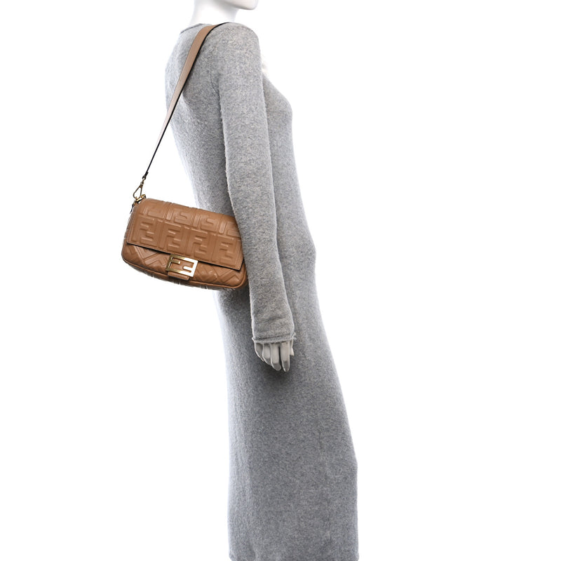 Fendi Nappa Ff Embossed Baguette Miele