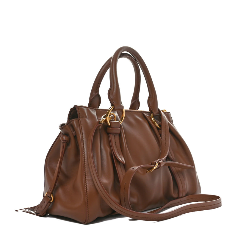 Miu Nappa Joie Shoulder Bag Cognac