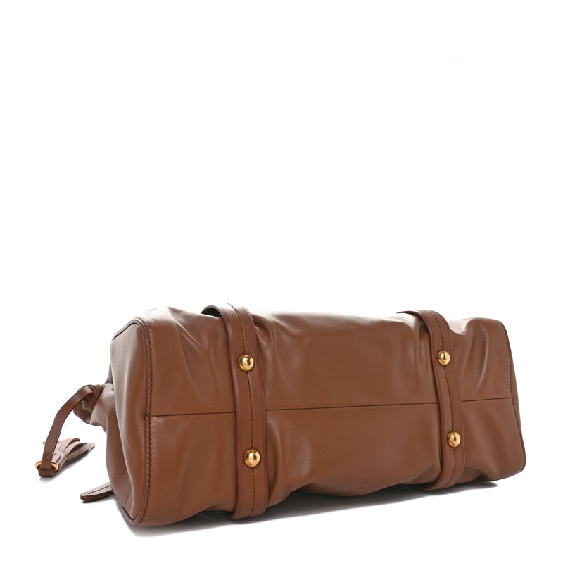 Miu Nappa Joie Shoulder Bag Cognac