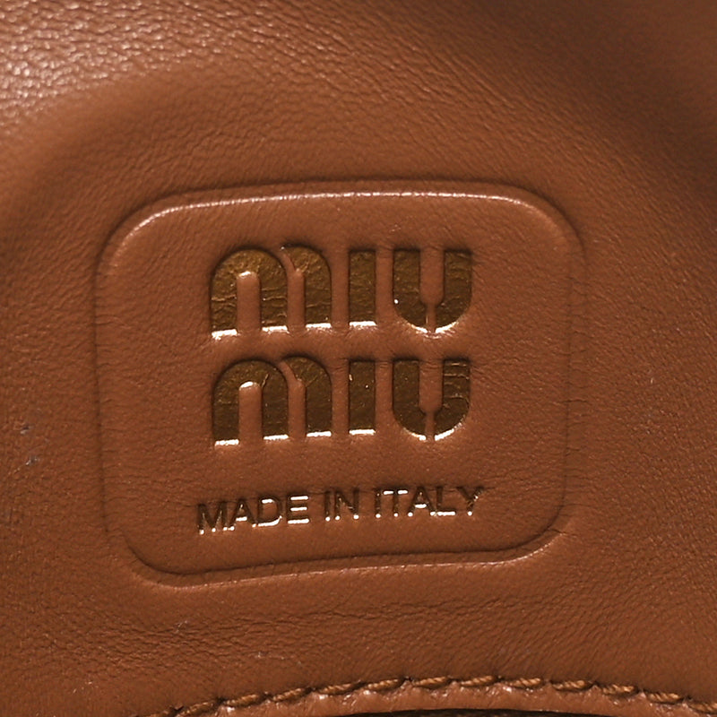 Miu Nappa Joie Shoulder Bag Cognac