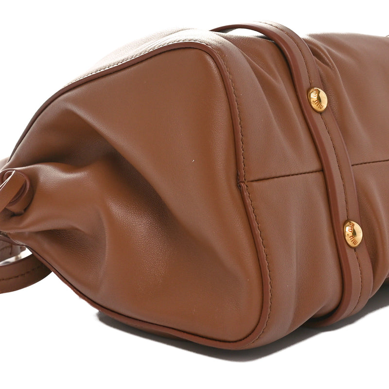 Miu Nappa Joie Shoulder Bag Cognac
