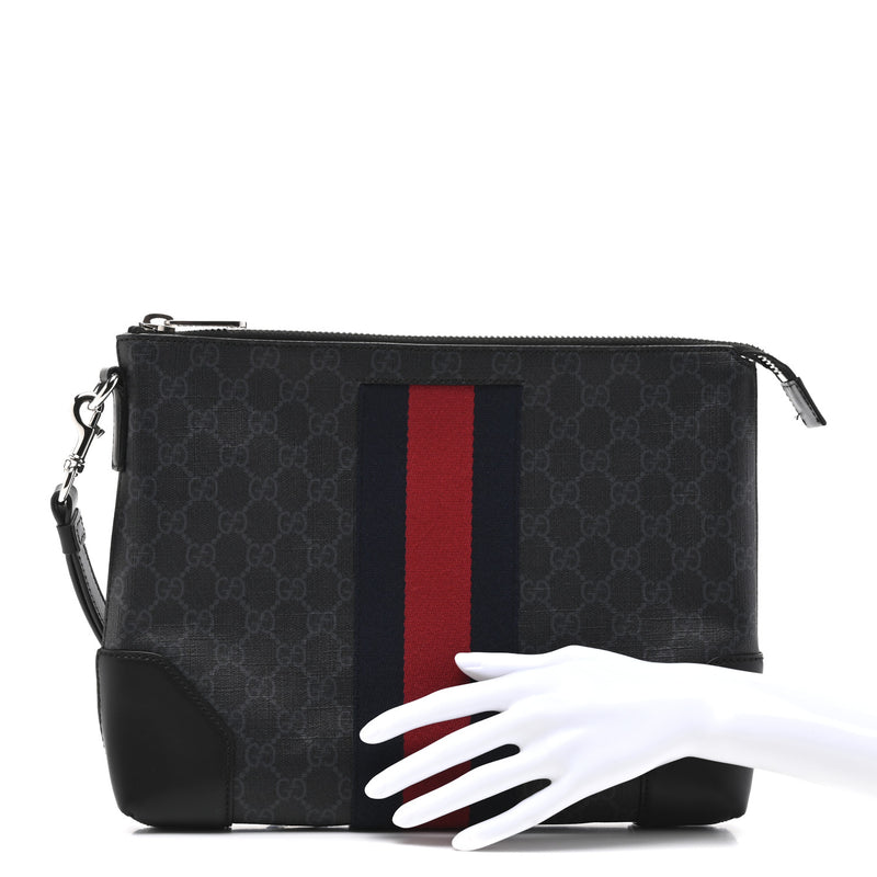 Gucci Gg Supreme Calfskin Web Flat