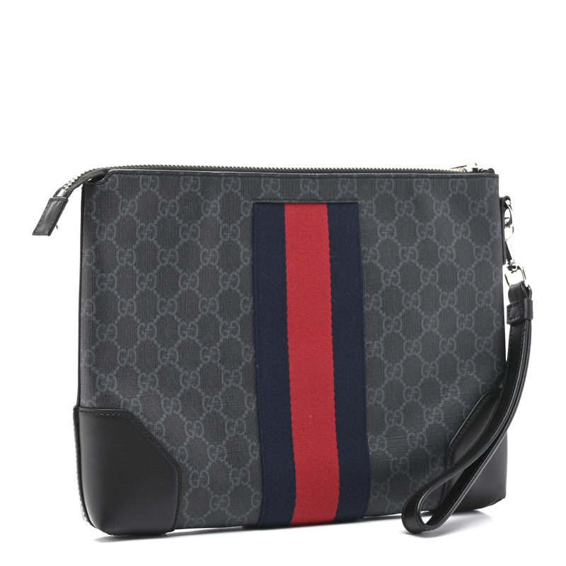 Gucci Gg Supreme Calfskin Web Flat