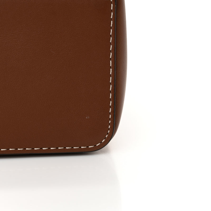 Burberry Calfskin Note Crossbody Bag Tan