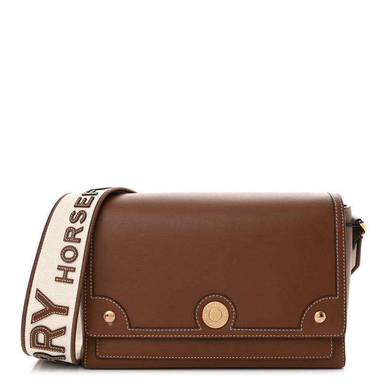 Burberry Calfskin Note Crossbody Bag Tan