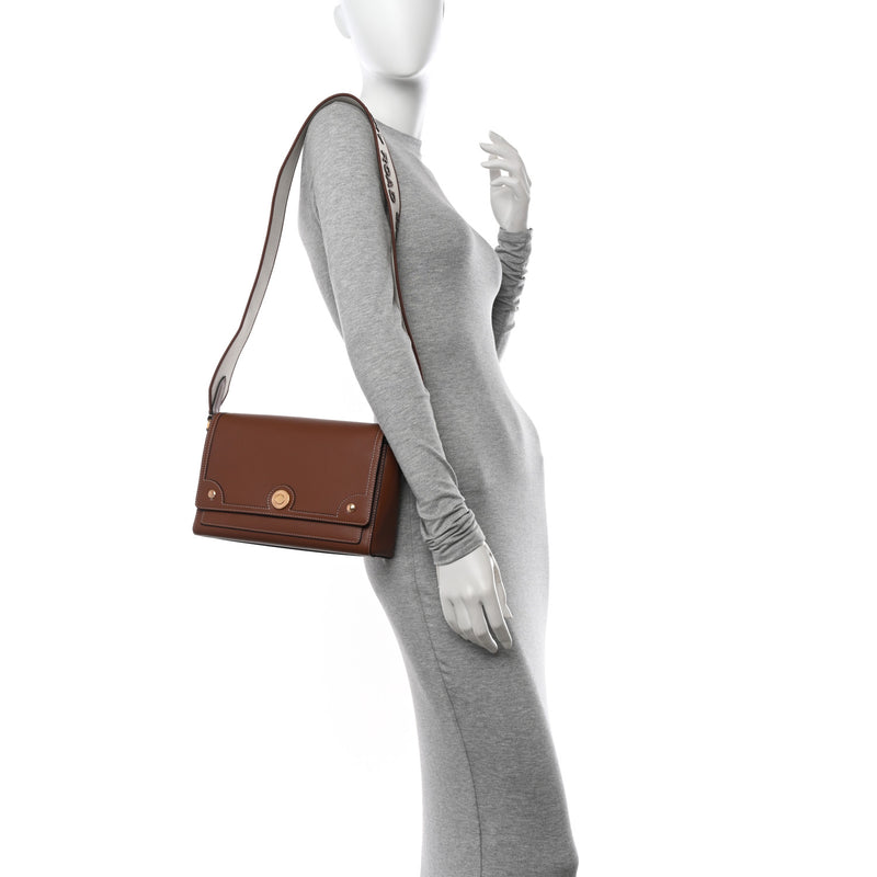 Burberry Calfskin Note Crossbody Bag Tan