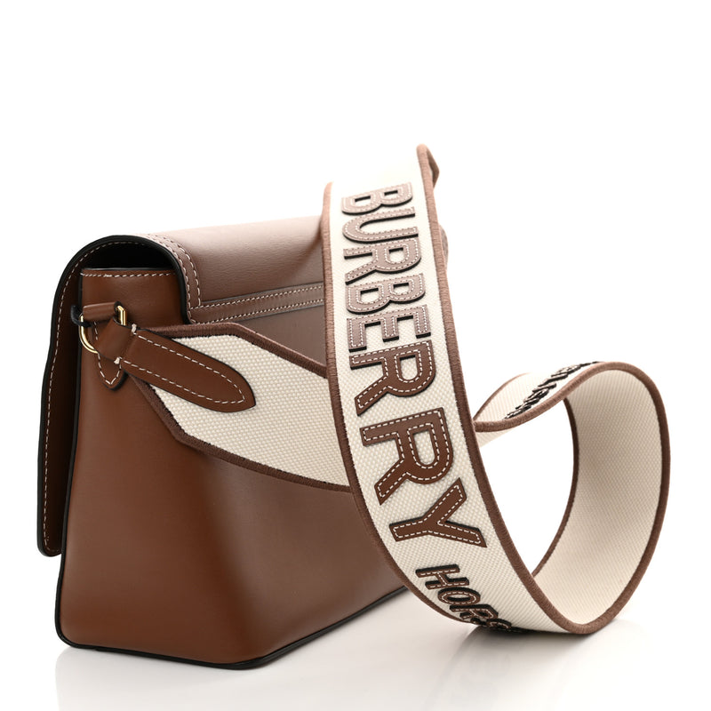 Burberry Calfskin Note Crossbody Bag Tan
