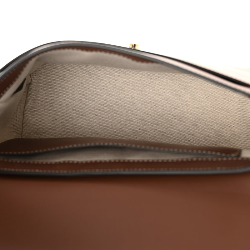 Burberry Calfskin Note Crossbody Bag Tan