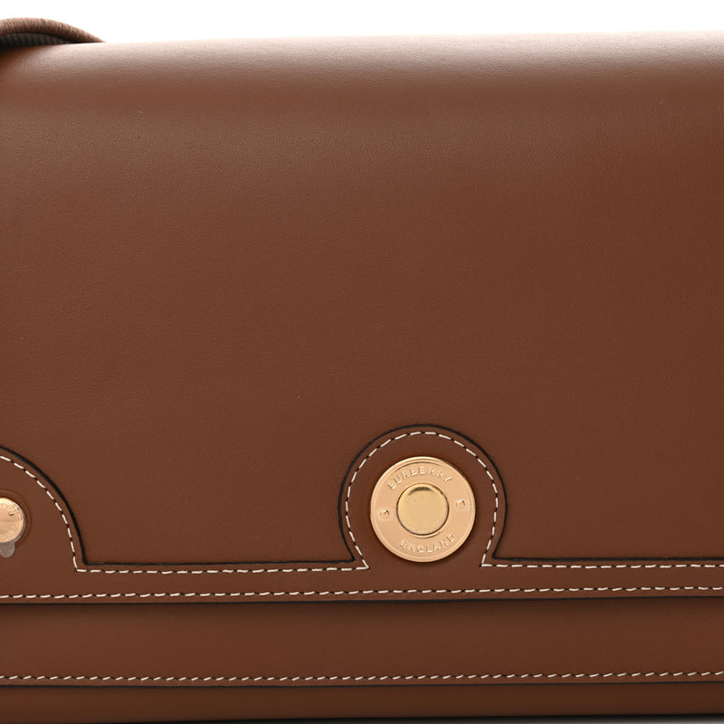 Burberry Calfskin Note Crossbody Bag Tan